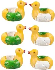 6pcs Swimming Ring Ornaments Pool Floats Tiny Ducks Pool Float Mini Ducks Miniature Swim Decor Miniature Beach Accessories Cartoon Mini House Photo Props Photo Props Resin