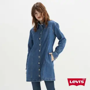 【LEVIS 官方旗艦】女款 全排釦長袖修身牛仔洋裝 / 精工中藍染水洗 人氣新品 A4585-0001