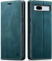 LOLFZ Wallet Case for Google Pixel 7a, Magnetic Flip Leather Case with RFID Block Card Slots Kickstand Shockproof Protective Cover Compatible with Google Pixel 7a - Blue