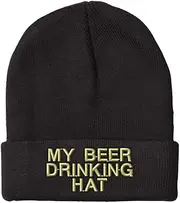 [Speedy Pros] Custom Beanies for Men My Beer Drinking Hat Embroidery Humor Winter Hats for Women Acrylic Skull Cap 1 Size
