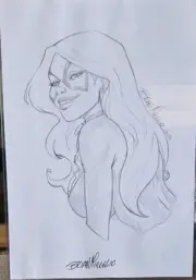 Black Cat 2025 Marvel Comics Original Art Sketch Signed Brian Miroglio
