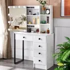 NEW Dressing Table With LED Makeup Mirror 6 Shelves Vanity Organizer Makeup Desk
