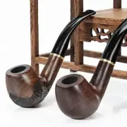 Tobacco Pipe 9mm Filter Ebony Wood Vintage Bent Engrave Smoking Tool Accessories
