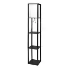 Floor Lamp Storage Shelf Led Wood Standing Reading Corner Light