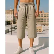 Men's Running Capri Pants Running Pants Elastic Waistband Capri Pants Sports Outdoor Casual Lightweight Breathable Tennis Jogging Running Regular Fit Sportswe