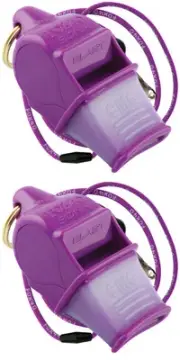 Fox 40 Sonik Blast CMG 3-Chamber Pealess Whistle + Lanyard, Purple (2-Pack)
