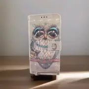 Samsung s21 Plus Glam Owl Wallet Phone Protector Case Card Holder with Strap.
