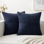 Corduroy Pillow Covers Pack of 2 Boho 16" x 16" (Pack of 2) Dark Blue