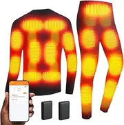 [IMYOGI] Cozy Smart Heating Underwears, APP Control Temperature Electric Thermal Underwears Shirt and Pant Men Women Long Johns Set
