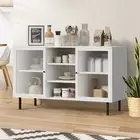Oikiture Sideboard Buffet Storage Cabinet Tempered Glass Door Cupboard White