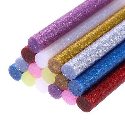 16pcs Mini Hot Glue Gun Sticks 0.43"x4" for Glue Gun, Glitter 8 Colors