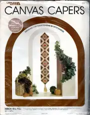 "Ribbon Bell Pull" ©1983 Leisure Arts Plastic Canvas Capers Needlepoint Kit #323