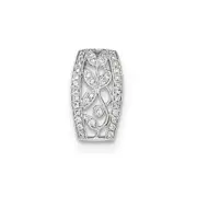 14K White GoldReal Diamond Openwork Leaves w/Milgrain Pendant