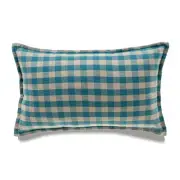 Blue And Beige Buffalo Check With Microgel Feather-Like Insert Pillow