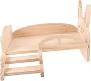 Abaodam Wooden Guinea Pig Bed with Ladder Natural Hamster Platform Easy to Assemble Sturdy Wooden Stand for Small Animals for Sleeping and Playtime Activities