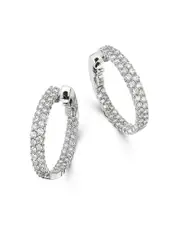 Bloomingdale's Fine Collection Diamond Double Row Inside Out Hoop Earrings in 14K White Gold, 2.50 tcw