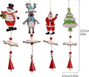 4pcs Christmas Wind Chimes Snowman Bells Wooden Christmas Tree Hanging Ornament Elk Santa Claus Xmas Tree for Home Decor Pendant Craft Christmas Party