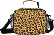 Nature Cheetah Print Insulated Lunch Box for Women Men - Ideal for Work, Picnics - Includes Adjustable Shoulder Strap