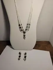 Estate Liquid Sterling Silver Purple Turquoise Necklace and Earrings