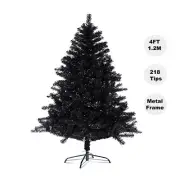 4ft/1.2M Black Christmas Tree Home Office Store Xmas Decor 218 Tips Metal Frame