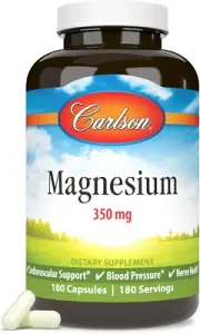 Carlson - Magnesium, 350 Mg, Cardiovascular Support, Muscle Function & Nerve Hea