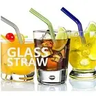4pcs New Bar Wedding Drinking Straw Reusable Straight Bend Pyrex Glass