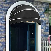 Dome Awning for Doors and Windows, Outdoor Canvas Dome Awning with Galvanized Aluminum Folding Frame for Residential and Commercial, Deck, Balcony, Patio (Color : Black, Size : 100CM)