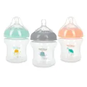 Nuby 3-Pack Infant Feeding Bottles with Slow Flow Breast Size Silicone Nipple: 0