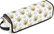 [sanluoli] 2 in 1 Hair Tools Organizer with Iron Mat Waterproof Flat Curling Irong Travel Organizer Cute Lovely Cartoon Bees Travel Essentials for Women
