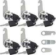 AcbbMNS 5 Pack 20mm Cabinet Cam Lock With Keys and 3 Different Lock Plates, Security Mailbox RV Storage Tool Box Letterbox Drawer Cupboard