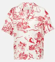 [Asceno] Asceno Pragua printed silk twill shirt AU 12 red