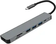 ETHZZLE 7-Port Type-c Extension Dock Aluminum Shell USB Hub Video Output Laptop Phone Accessory