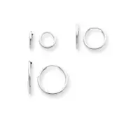 14K White Gold Hollow 3 Pair Set Endless Hoop Earrings Madi K Children's Jewelry