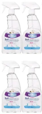 4 X Milton 500mL Antibacterial Surface Spray 3 in 1 CLEANS DISINFECTS FRESHENS