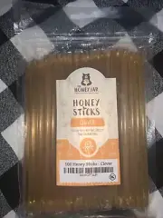 The Honey Jar Plain Raw Honey Sticks - Pure Honey Straws For Tea Or Coffee