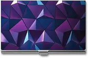 [VFMKT] Slim Metal Business Card Holder Portable Business Card Case Pocket Name Card Holder Purple Geometric Wallet for Men Women Office Travel