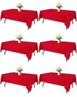 Red Rectangle Table Cloth - 6 Pack, 60" × 84" Washable Fabric Tablecloth for ...