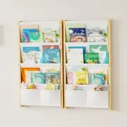 Wood 4-Tier Wall Mounted Kids Bookshelf – Floating Book Shelf For Kids