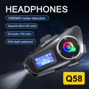 Motorcycle Intercom Helmet Bluetooth Headset LCD Display Music Share Earphone