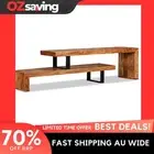 wooden TV stand vintage charm solid acacia 2-tier removable adjustable 4583