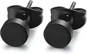 [ANDRESLAD] 6 Pair Men Oblate Steel Ear Piercing Studs Lightweight and Hypoallergenic Jewelry for Daily Wear and Decoration Black
