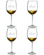 Susquehanna Glass Eiffel Tower Set of 4 Wine Glasses