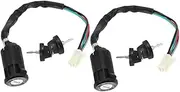 BUGUUYO 2pcs Motorcycle Ignition Switch Motor Bike Motorized Bicycle Parts The Switch Automotive Mini Motorcycles Ignition Switch Assembly Boat Key Switch Remote Starter Switch Metal Black