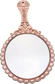 Ipetboom 2pcs Handheld Vintage Makeup Mirror with Whimsical Floral Border Portable Decorative Purse Mirrors Luxurious Finish for Personal Cosmetic Use