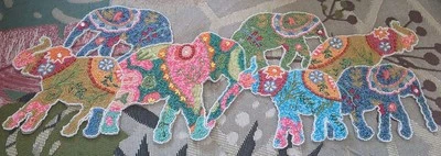 WORLD MARKET EXCLUSIVE COLORFUL ELEPHANT BEADED TABLE RUNNER BRAND NEW