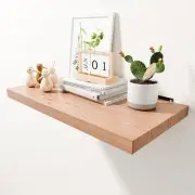 24 Inch Solid Oak Floating Shelves for Wall - Natural Wood 12 Inch Deep Wall
