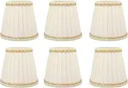 Cloth Small Lamp Shade,6Pcs 3.5"x5.5"x5.1" Modern Style in Line Chandelier Lamp Shade with E14 Bulbs for Pinch Candle Lamps Table Lamps Pendant Lamps