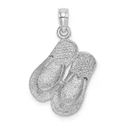 14k White Gold Large Textured Strap Double Flip-Flop Charm