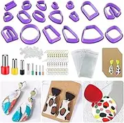 SENHAI Polymer Clay Cutters, 18 Pcs Clay Earring Cutters Different Shape Plastic with Earring Cards, Hooks, Round Circle Shape Cutters Mold for Polymer Clay Jewelry Making