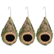 Bird Nest Handwoven Straw Breeding Nest Box Grass Weave Canary Budgie House - 3pcs